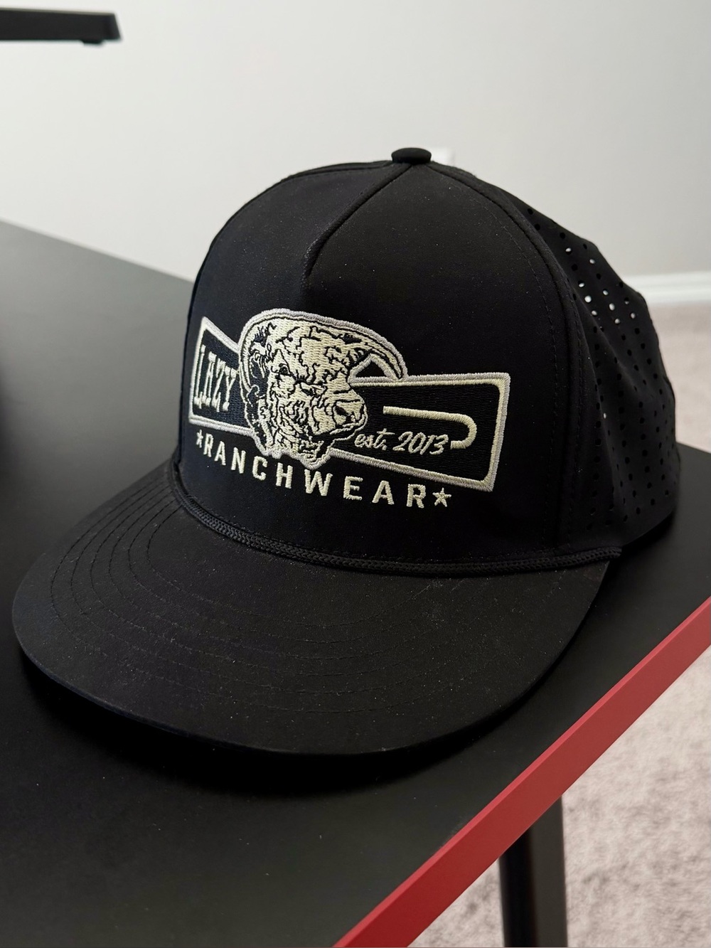 Black Embroidered Trucker Hat - Lazy J Ranch Wear - New
